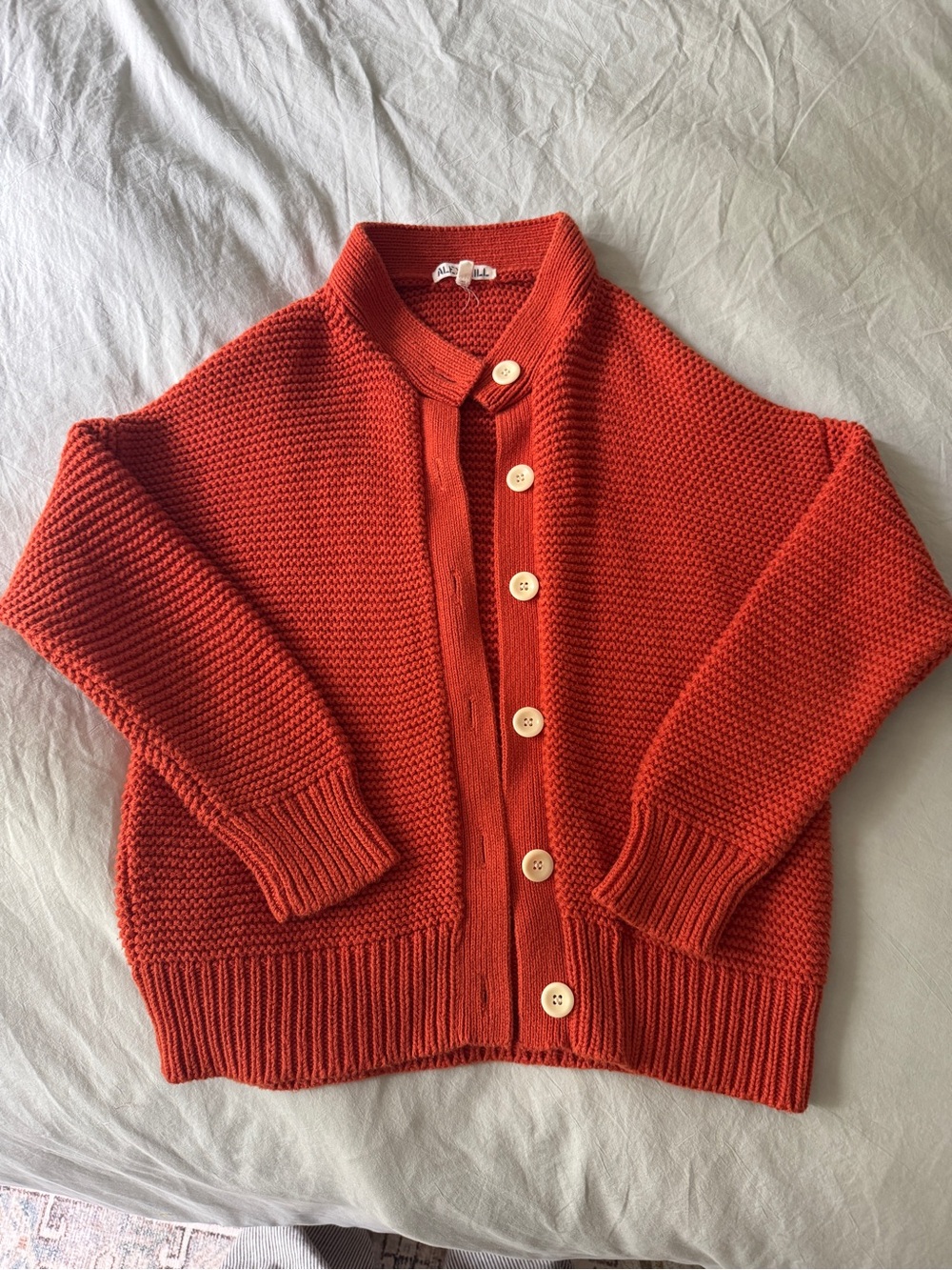 Alex Mill Orange Red Button-Up Knit Cardigan